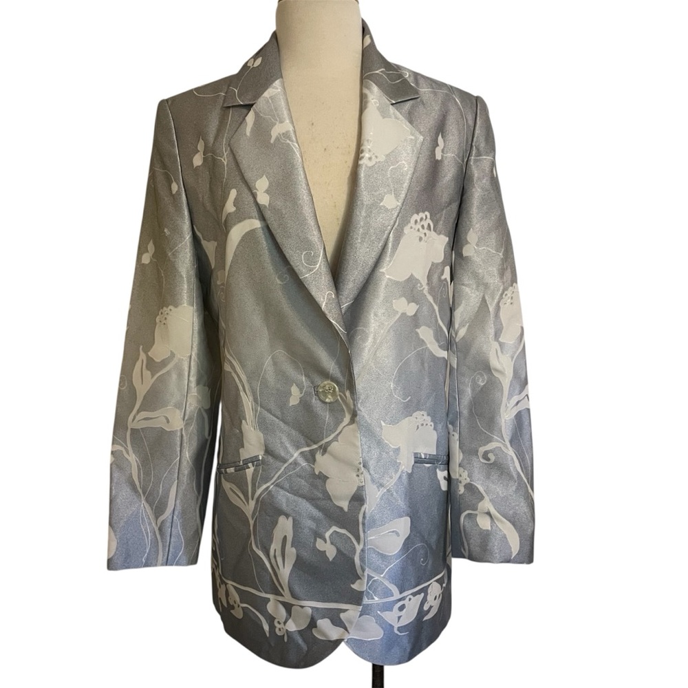 Frank Usher Chic Floral Women's Blazer in Silver